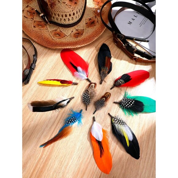 24 Pcs Cowboy Hat Bands Feathers Adjustable Leather Men Women Costume - Picture 5 of 6